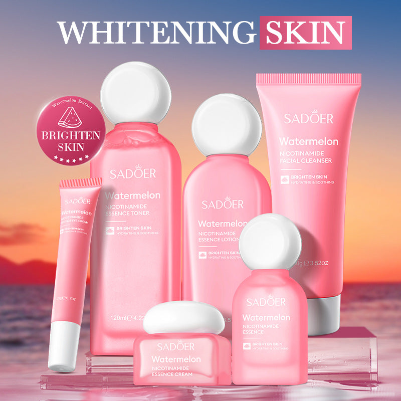 Watermelon Niacinamide Six-Piece Set SADOER Moisturizing and Hydrating Set Box  Wholesale