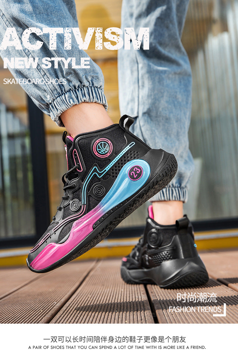 Four Seasons New Non-Slip Wear-Resistant Shock-Absorbing Youth High-Top Breathable Comfortable Sports Shoes Trendy Practical Basketball Shoes