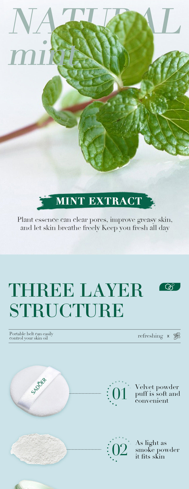 Makeup SADOER Mineral Loose Powder Refreshing Lightweight Setting Concealer Powder  Wholesale