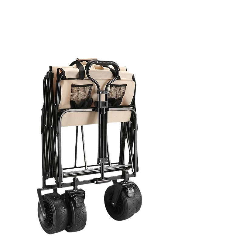 Outdoor Camping Hand-Pulled Stall Cart Reinforced Rear-Opening Picnic Can Be Used at Home with Liftable Table Board Camp Cart Off-Road Wheels