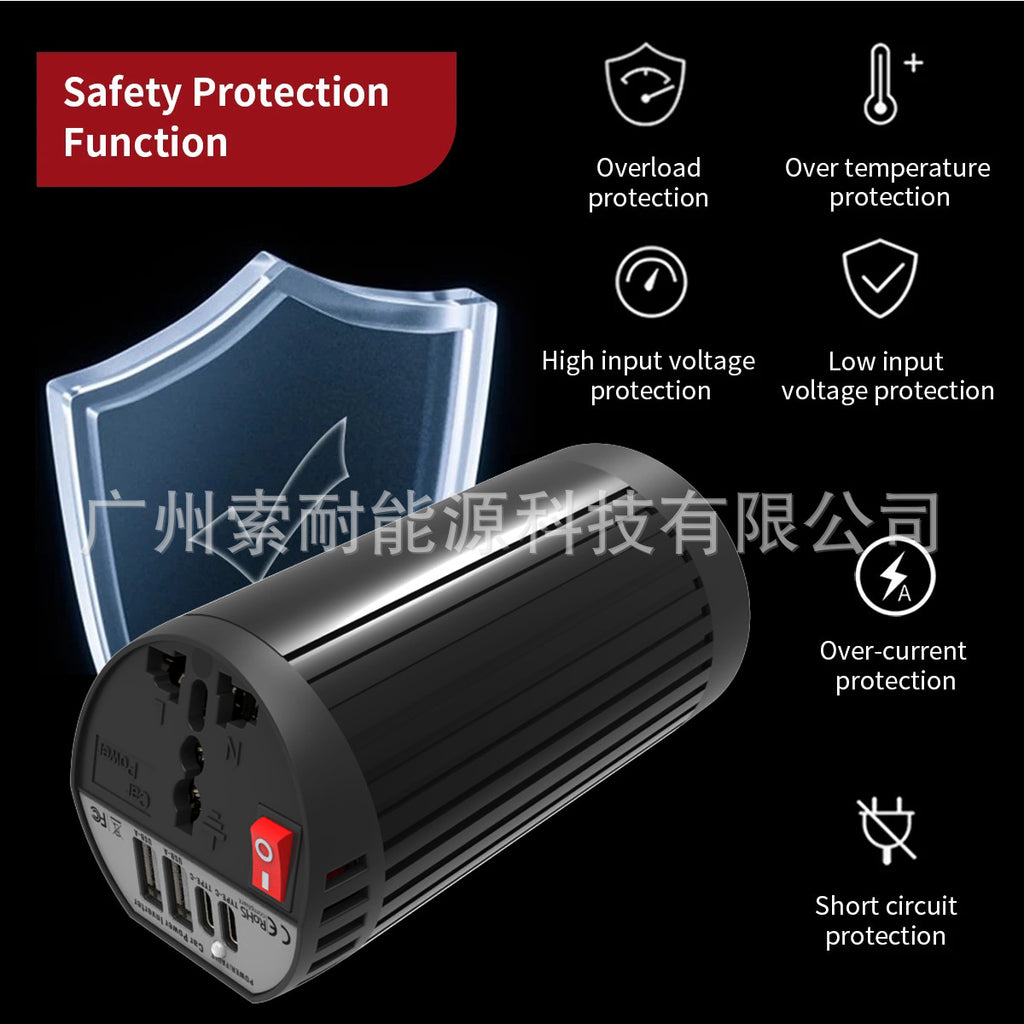 Cup-shaped Car Inverter200W 12V Turn110V220V Double USB Type-C Exclusive Supply inverter