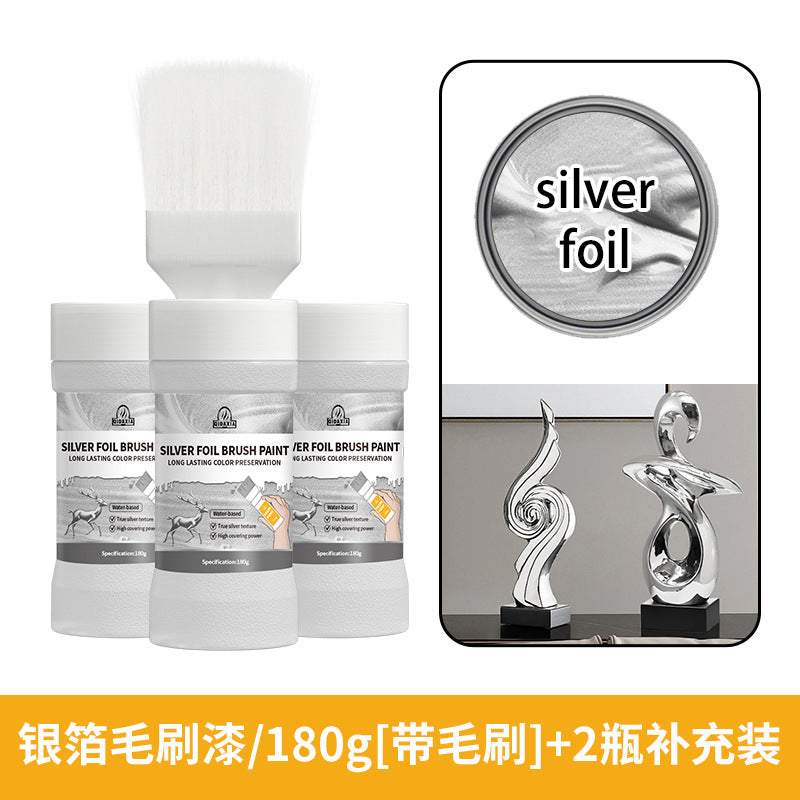 Water-based Silver Foil Paint Metallic Paint Iron Art Iron Gate Railing Renovation Anti-rust Paint with Brush Paint Manufacturer Silver Paint