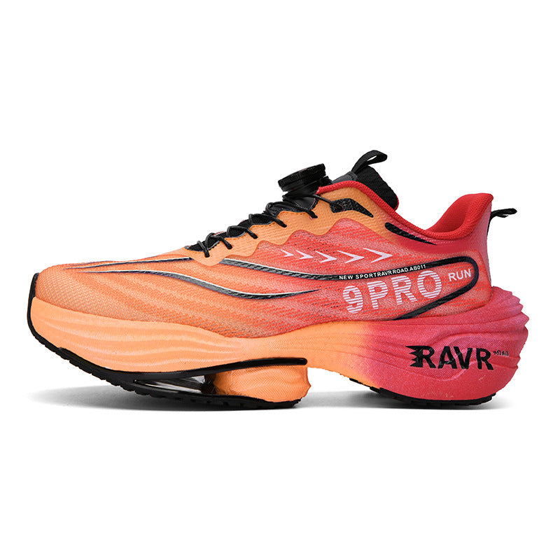 2025Autumn Winter New Breathable Double Mesh Knob Buckle Sports Shoes Couple High Elastic Popcorn Soft Bottom Carbon Plate Running Shoes