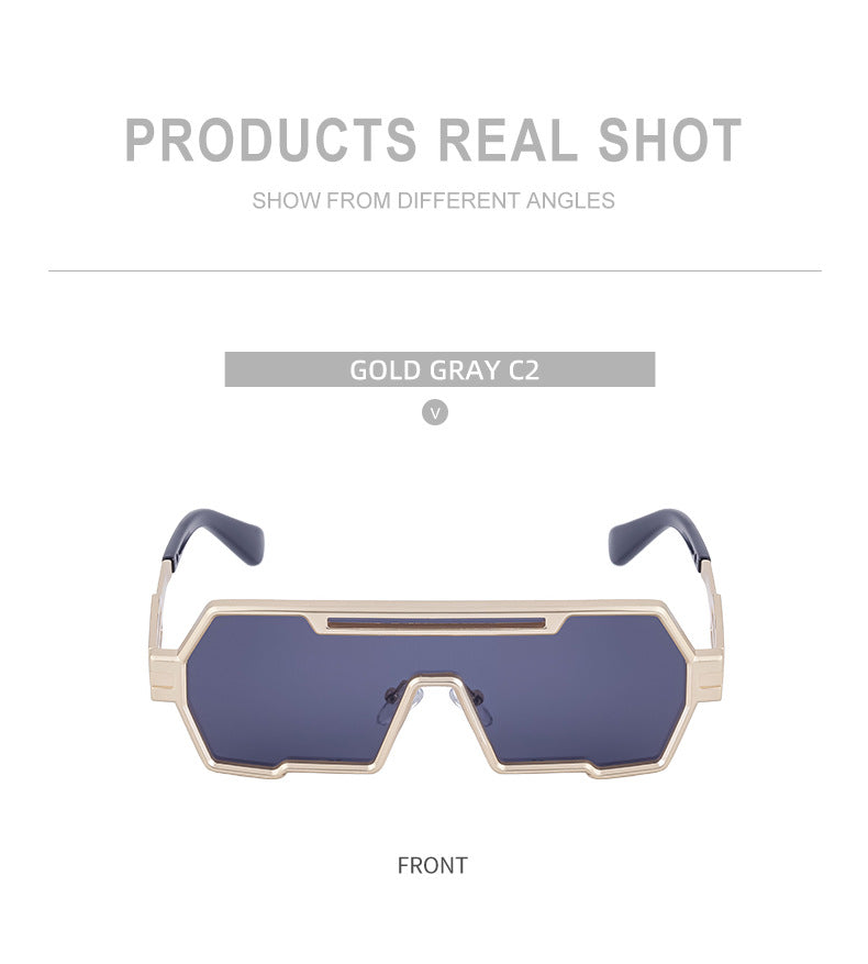 Vintage Sunglasses for Men, Steampunk Style, Irregular Sunglasses, High-End Driving Glasses, Sun Protection Integrated Glasses for Women