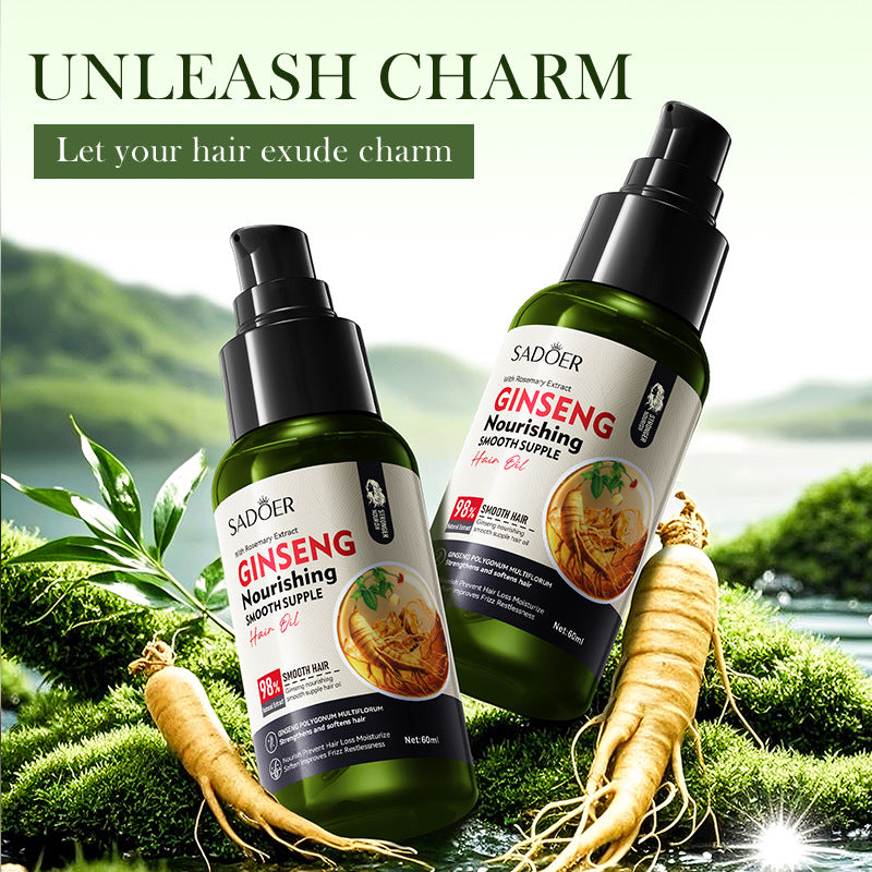 Ginseng and Polygonum Multiflorum Smooth Hair Care Essential Oil60ml SADOER Nourishing Silky Smooth Hair Wholesale