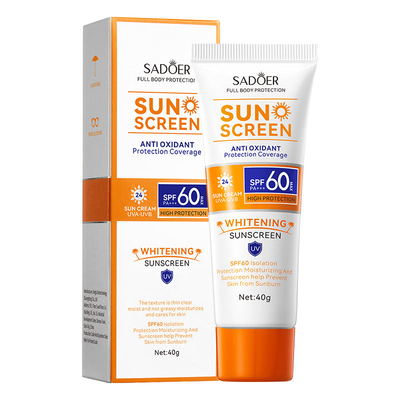 SPF60+Sunscreen40g SADOER Isolation UV Protection Sunscreen Lotion  Wholesale