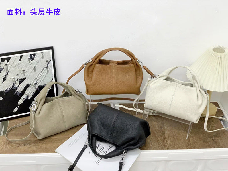 Unique Handbag2025New Handheld Cloud Genuine Leather Women's Bag Vintage Wrinkled Dumpling Bag Versatile Crossbody Bag