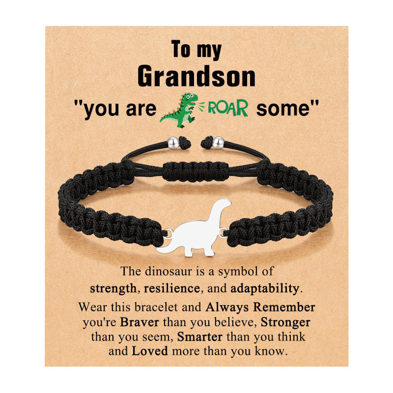 Dinosaur Spirit Power Bracelet Children's Gift Stretchable Adjustable Tail Bead Bracelet Card Small Dinosaur Woven Bracelet