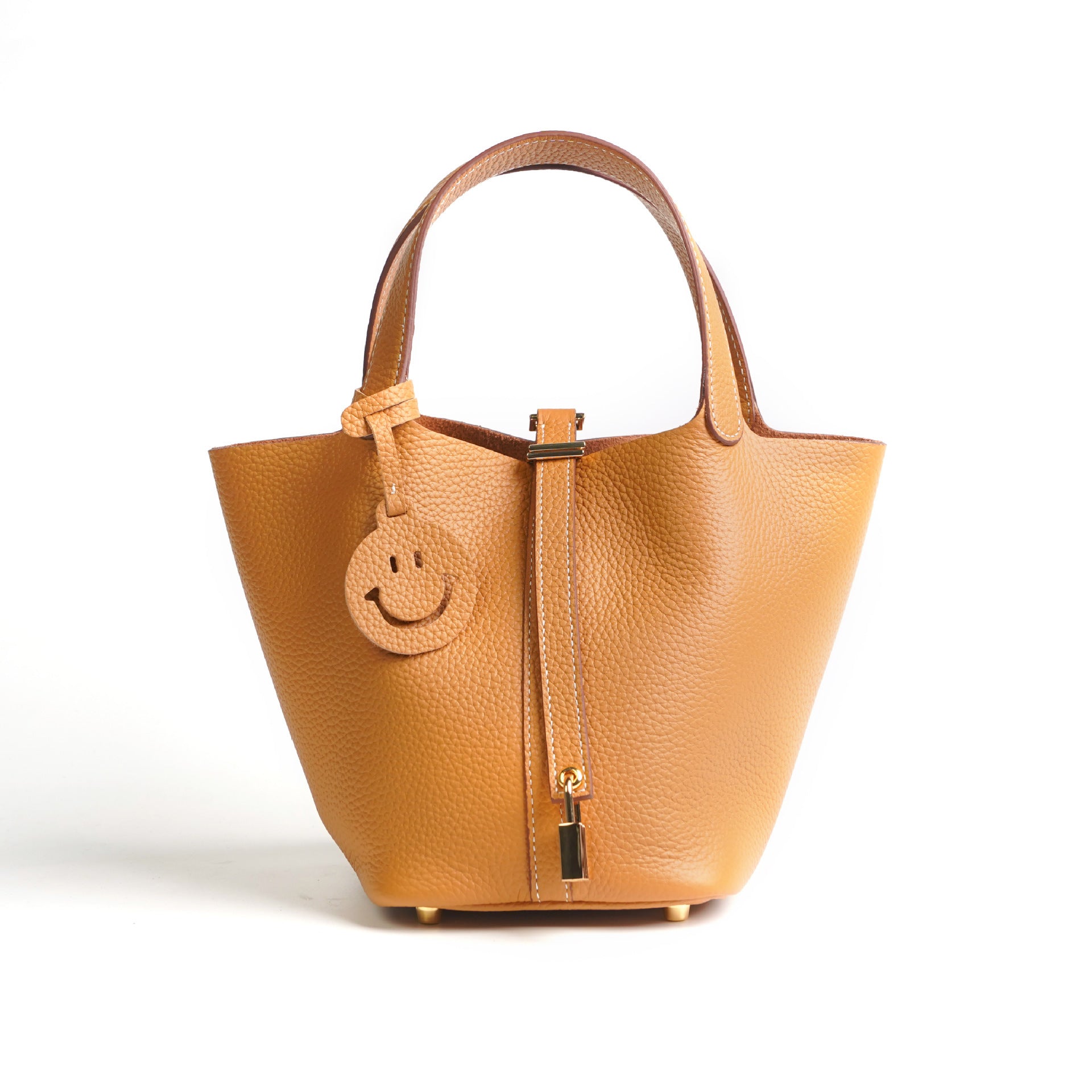 European and American New Hot-Selling Simple Women's Top Layer Cowhide Large Capacity Versatile Bucket Bag Handbag