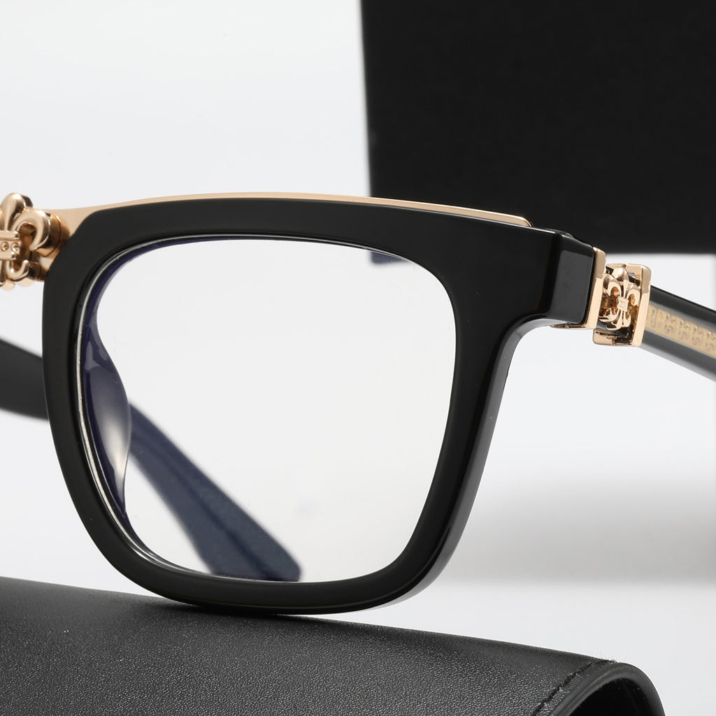 TR Vintage Square Frame Glasses for Men and Women Fashion Trend Anti-Blue Light Plain Glasses Crow Star Internet Celebrity Same Style logo