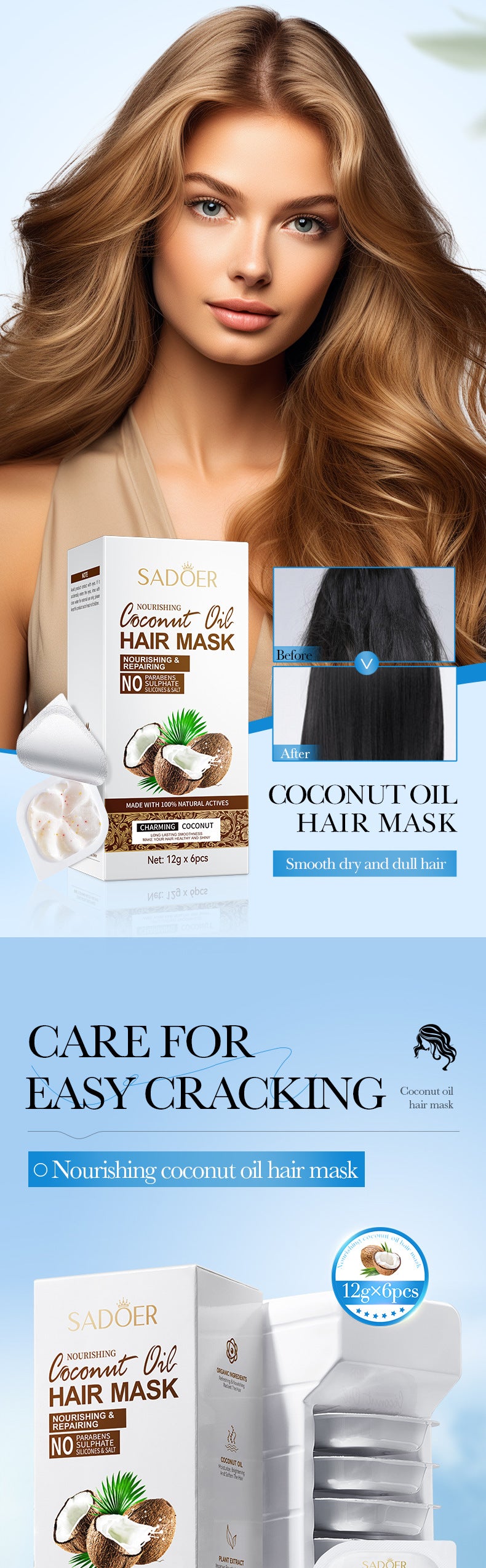 Coconut Oil Body Care Set SADOER Smooth, Soft, Moisturizing, Clean  Wholesale
