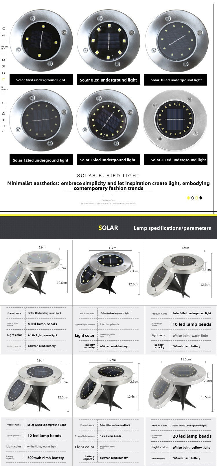 Outdoor Waterproof Solar8LED Underground Light Stainless Steel Lawn Light Garden Light Garden Villa Landscape Light