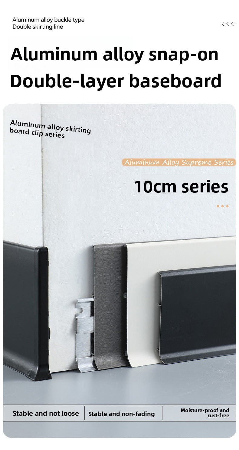 Aluminum Alloy10CM Thickened metal snap-on aluminum alloy skirting board, engineering-grade aluminum alloy skirting board