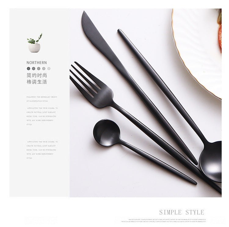 304Portuguese Full Series Western Cutlery Matte Retro Tableware Steak Knife Fork Spoon Dessert Knife Ice Spoon Set
