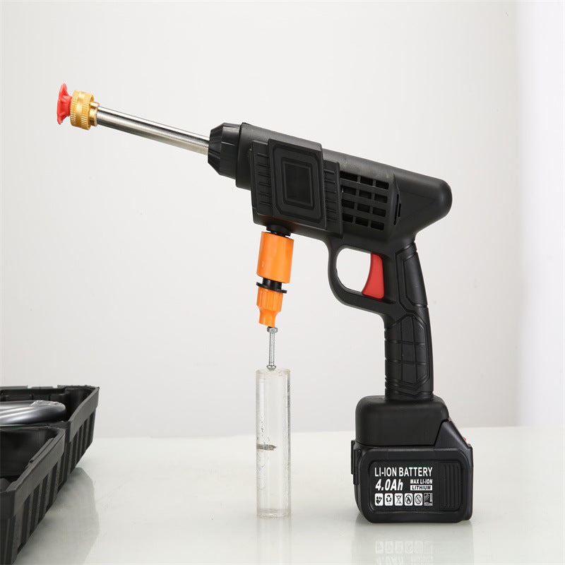 Rechargeable Portable Household High-Power Electric Lithium Battery Car Wash Gun with Hose for Floor and Car Washing High-Pressure Water Gun