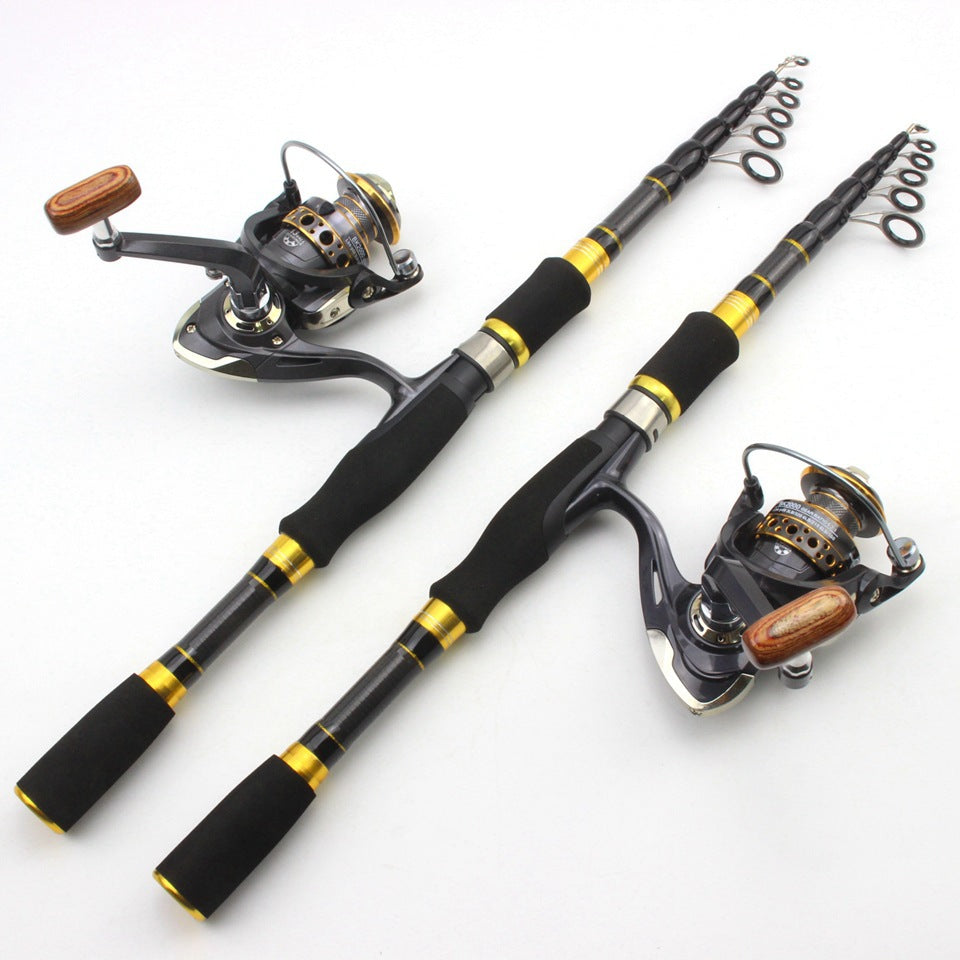 Wholesale Retractable Lure Rod Set Straight Handle Lure Spinning Reel Lure Bait Combination European and American Popular Fishing Gear