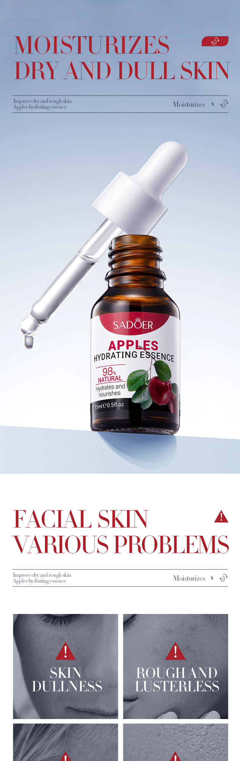 Cross-border Fruit Essence15ml Plant Avocado Moisturizing Apple Hydrating Nourishing Export Manufacturer Wholesale