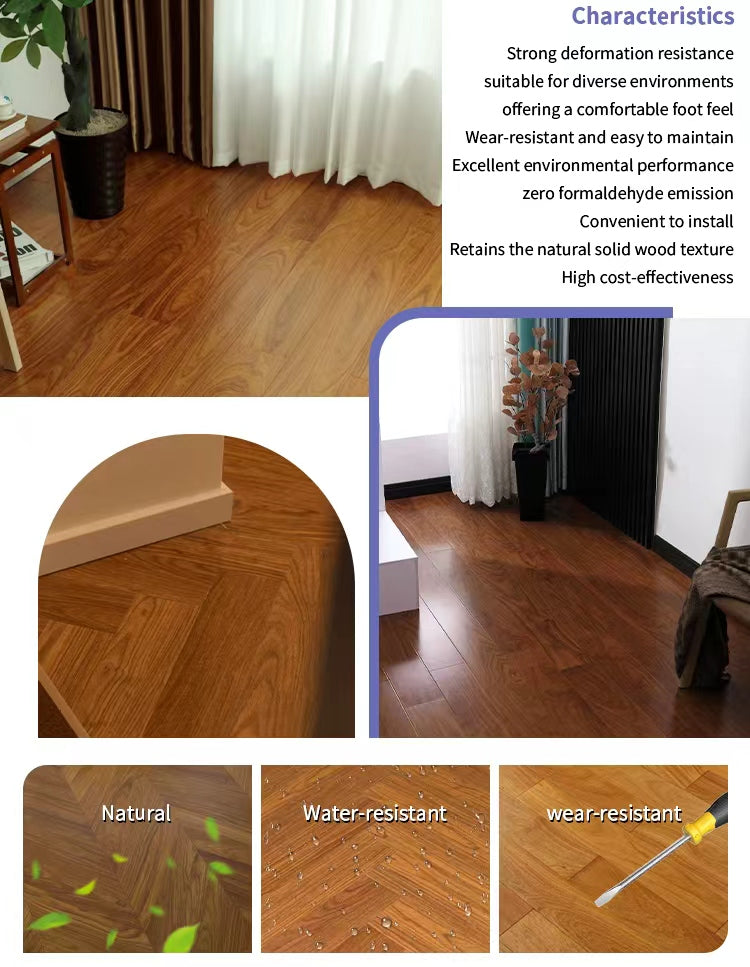 Customizable 12mm Padauk Solid Wood Flooring UV Lacquer Finish Three-Layer Waterproof Outdoor/Exterior Luxury Home Living Room