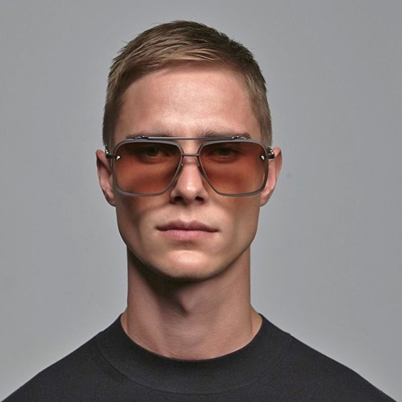 Square Frame Sunglasses Men's Fashion Metal Rimless Cut Edge Sunglasses Women's Trendy No-Makeup Glasses MACH SIX1261