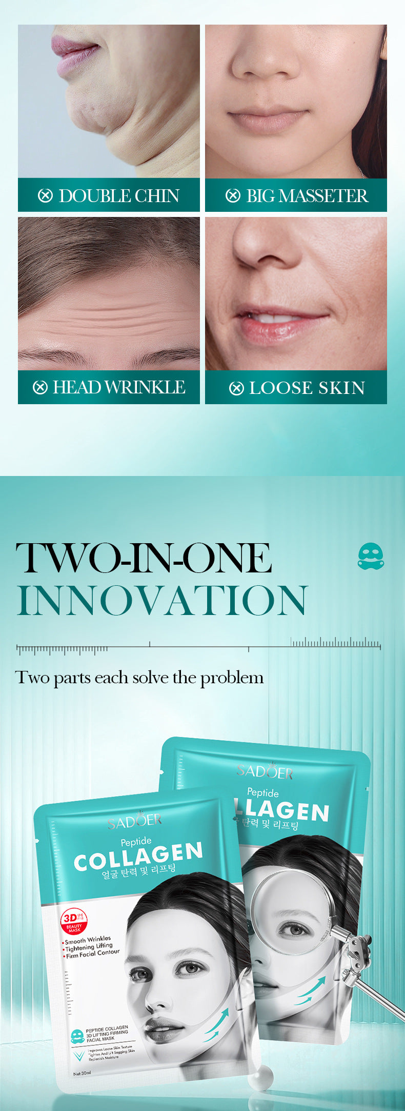 Polypeptide Collagen Protein3D Lifting and Firming Face Mask SADOER Hydrating and Moisturizing Face Mask Wholesale