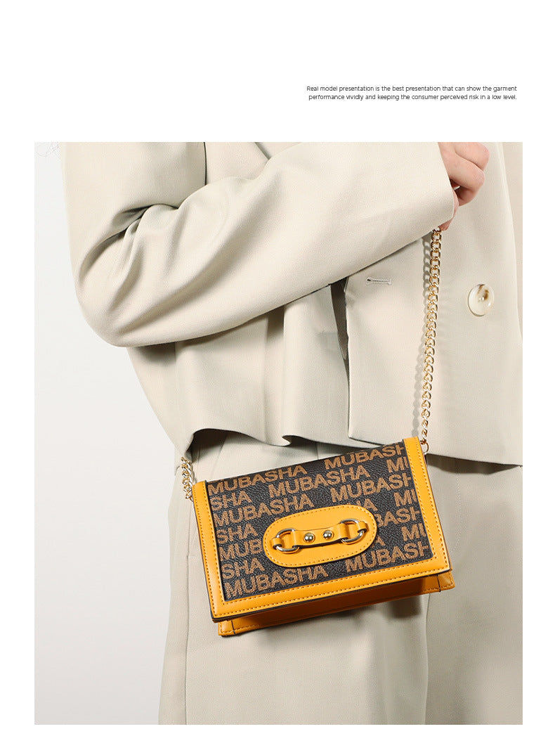 New Trendy Fashion Classic Retro Old Pattern Small Square Bag Personality Shoulder Bag Stylish Chain Crossbody Bag