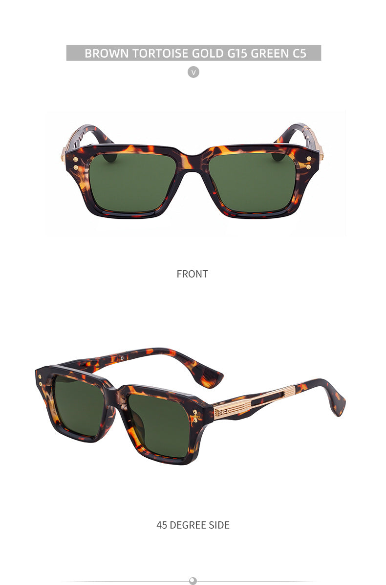 2025New European and American Fashion Square Frame Sunglasses for Men, Unique Small Frame, High-End Trendy Sun Protection Sunglasses for Men