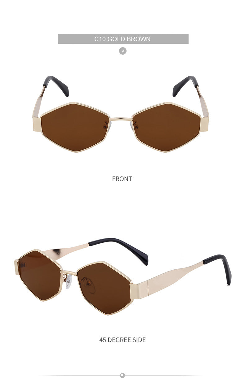 European and American Fashion Irregular Metal Sunglasses for Women Trendy Personality Wide Temple Sunglasses Wholesale sunglass