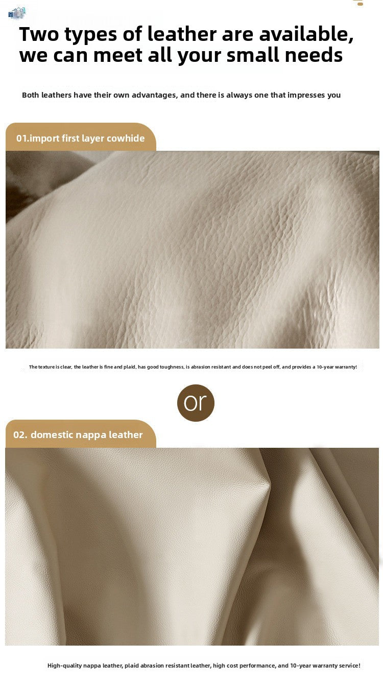 Luxury High-End Genuine Leather Sofa Top Layer Cowhide Small and Large Apartment Four-Seater Straight Row Living Room Combination American Style