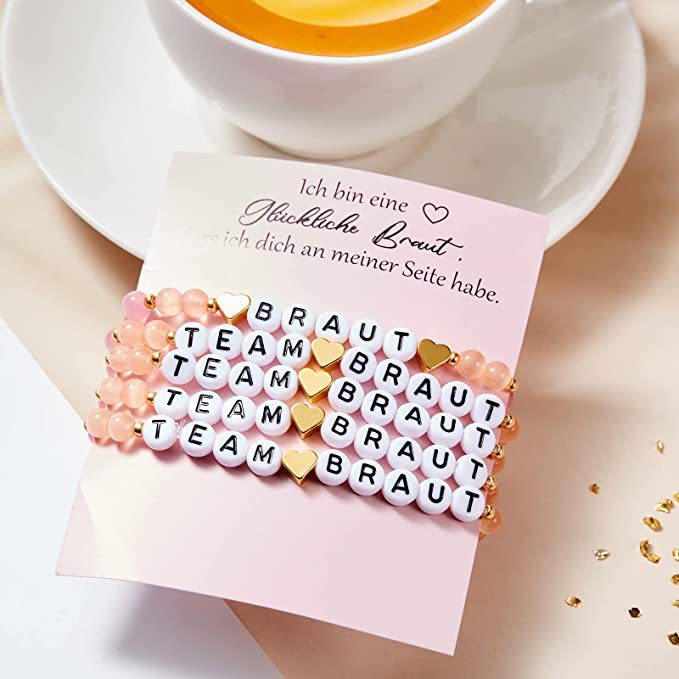 Best Friend Friendship Bracelet Women's Gift6mm Beaded Elastic Cord Spacer Bead Bracelet Letter Heart Bracelet