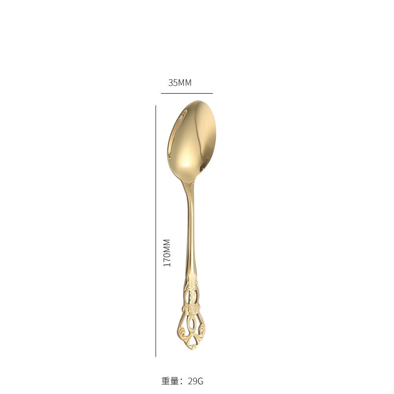 Stainless Steel Cutlery Restaurant Royal Court Knife Fork Spoon Set Hotel Western Cuisine European Retro Relief Steak Knife Fork