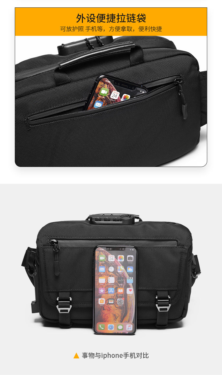 ozuko Multifunctional Waist Bag Men's Anti-Theft Chest Bag Large Capacity Trendy Crossbody Bag Sports Outdoor Shoulder Bag