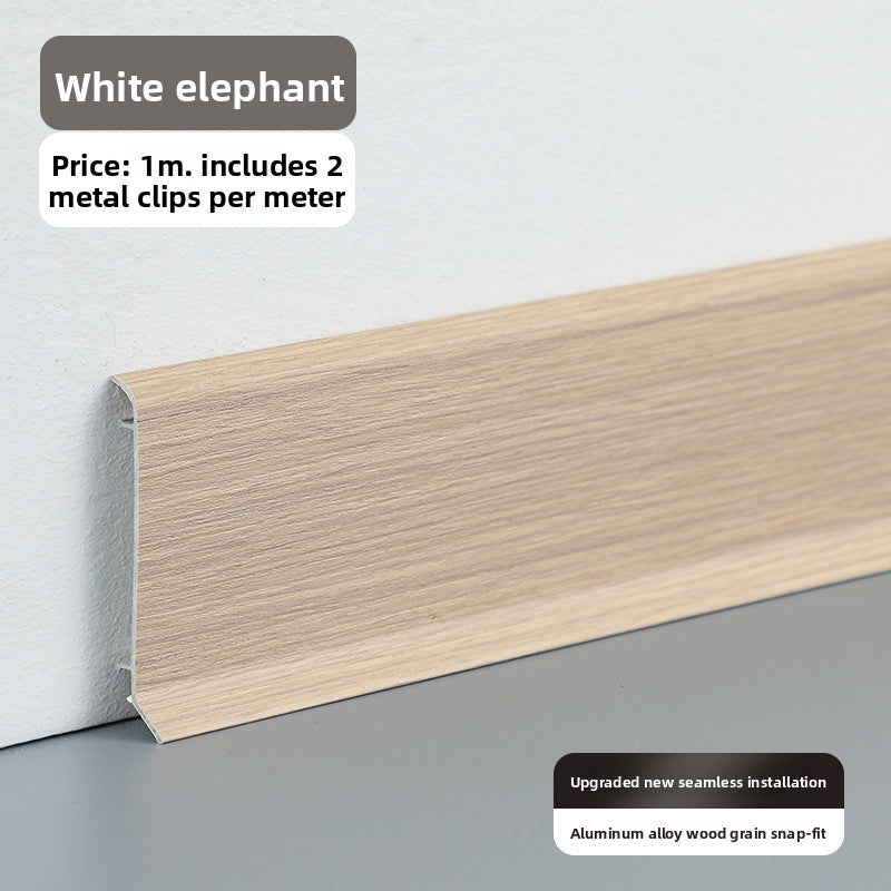 Thickened aluminum alloy skirting board, snap-on metal baseboard, self-adhesive, seamless, stainless steel skirting board for home use