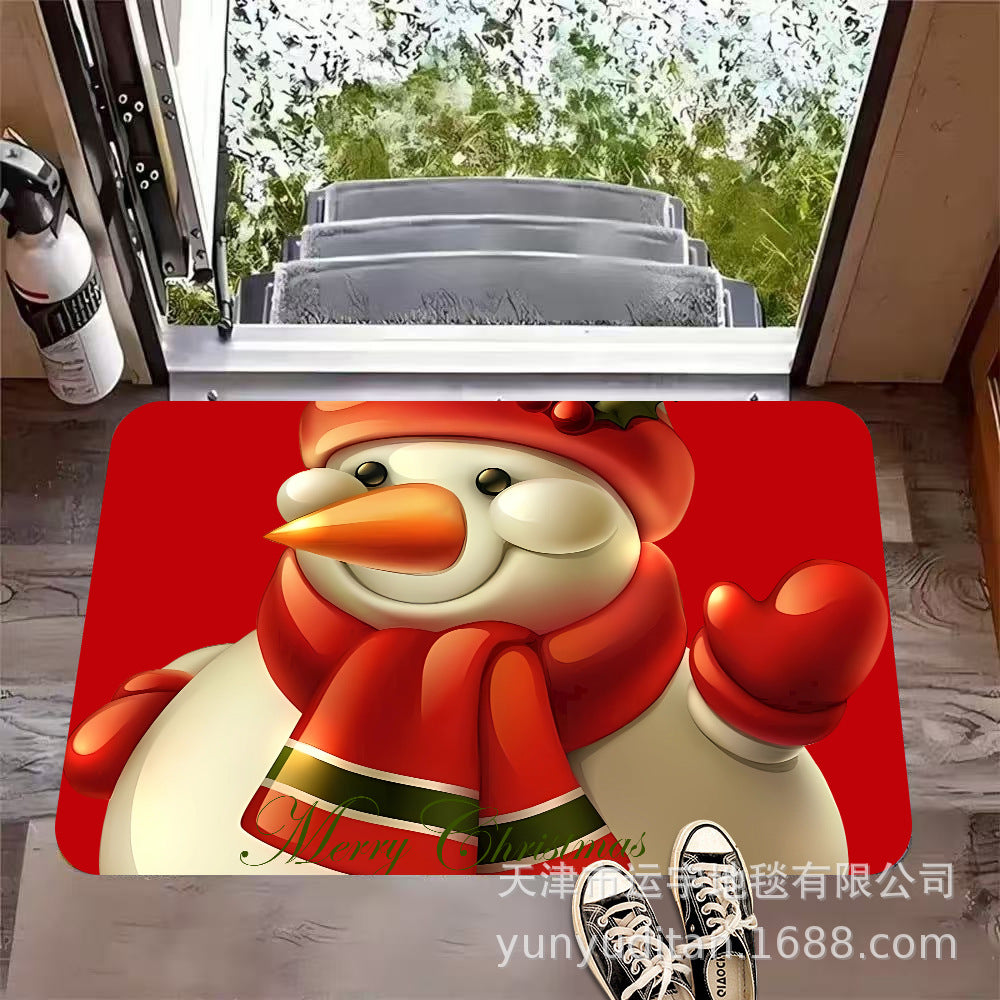 Christmas Flannel Doormat Holiday Decoration Entrance Mat Bathroom Water Absorbent Non-Slip Mat Customizable