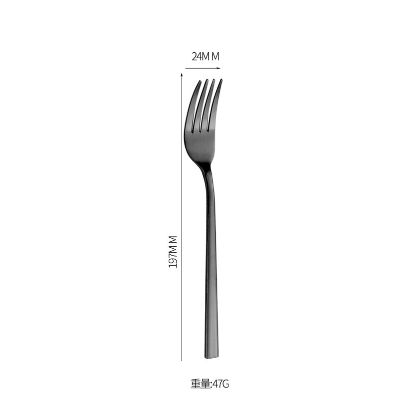 410Stainless Steel Tableware Hotel Restaurant Thickened Square Handle Knife Fork Spoon Set Western Food24Set of Steak Knives and Forks
