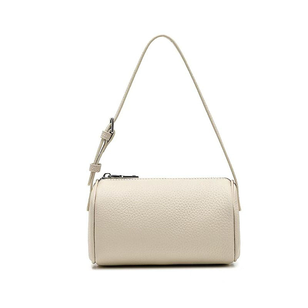 Genuine Leather Women's Bag Round Handbag Top Layer Cowhide Simple Versatile Underarm Shoulder Bag Pillow Crossbody Small Bag