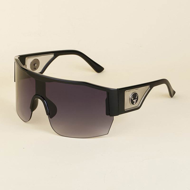 Y2K Millennium Integrated Cycling Sports Sunglasses for Women, European and American Style, Large Frame, Windproof, Half Frame Sunglasses