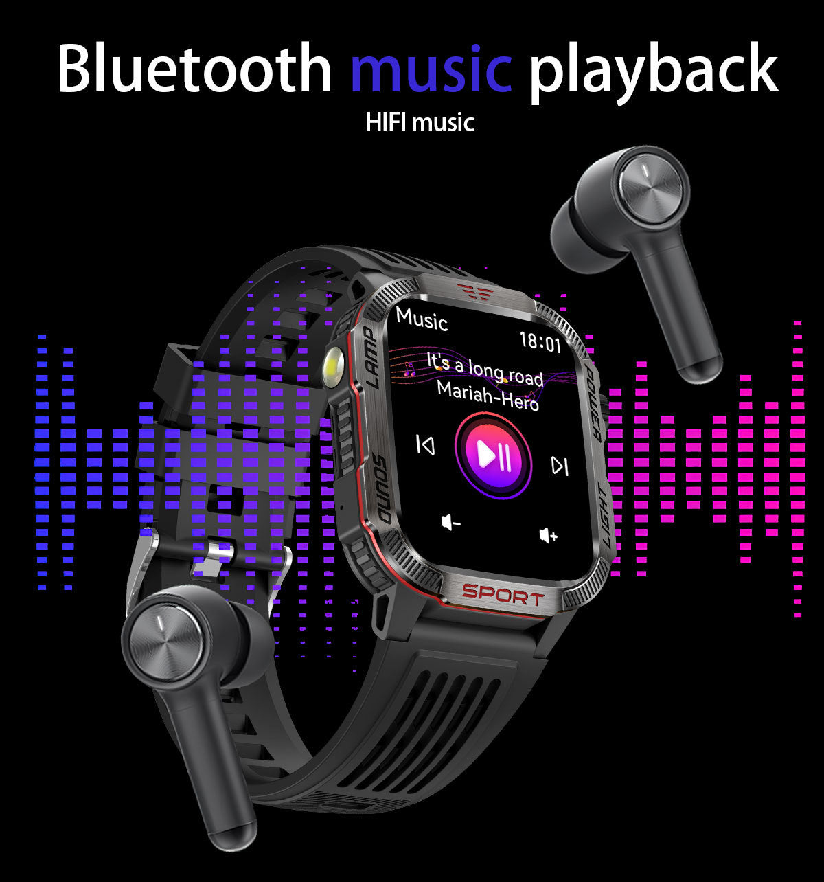 HT29Smart Watch Bluetooth Call True Heart Rate Step Sleep Monitoring IP68Deep Waterproof Sports Tri-Proof