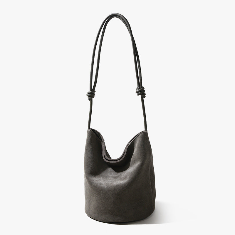 In Stock European and American Suede Underarm Bag for Women New Simple Casual Retro Matte Single Shoulder Crossbody Tote Bucket Bag