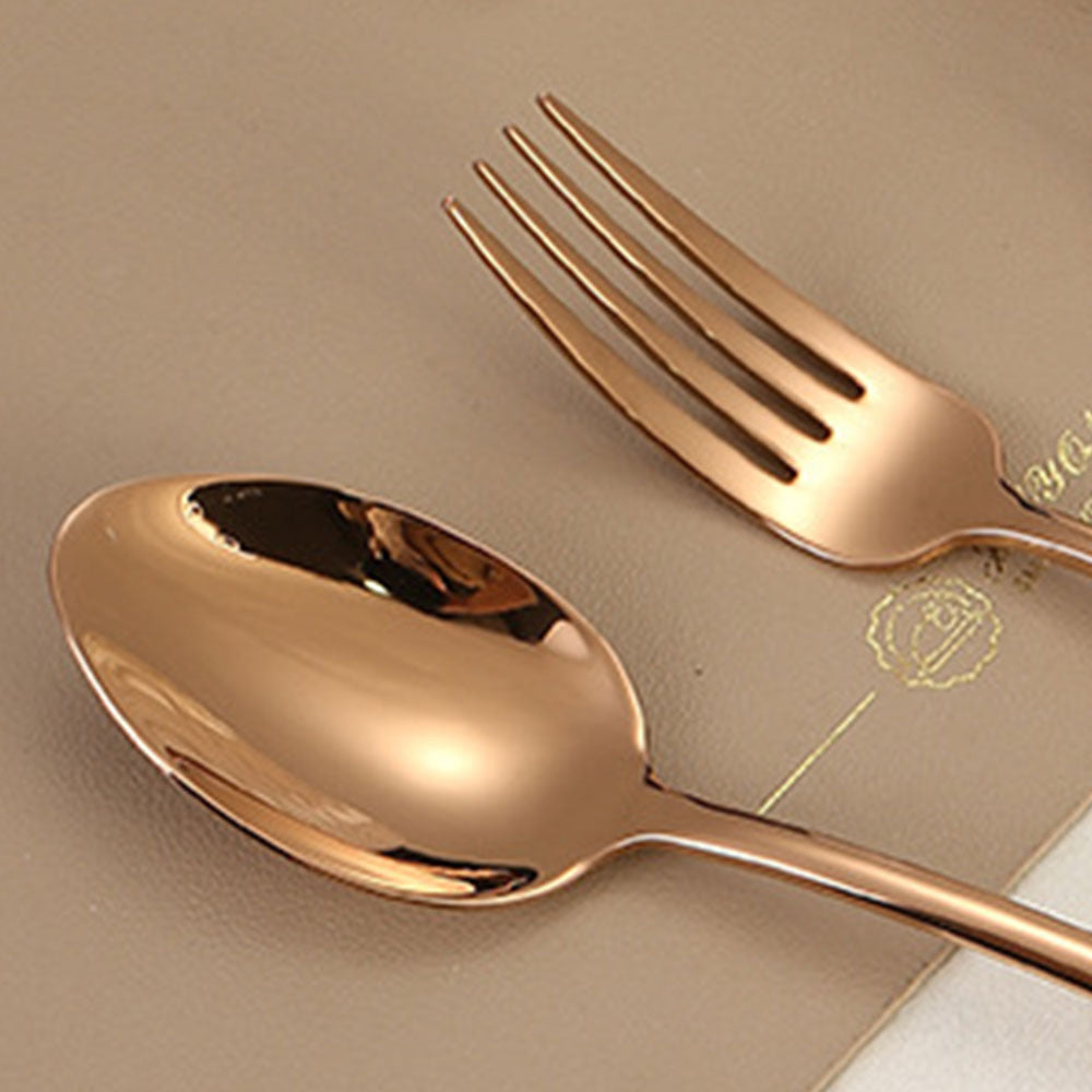 304Stainless Steel Western Cutlery Set with Rings, Steak Knife, Fork, Spoon, European Style Hanging Hole Tea Spoon with Tail Set