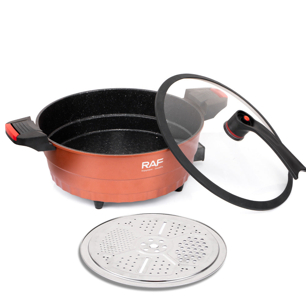 RAF Hot-selling Household Multi-functional8L Simple Electric Wok Electric Hot Pot Electric Steamer Integrated Instant Noodle Pot Electric Cooking Pot