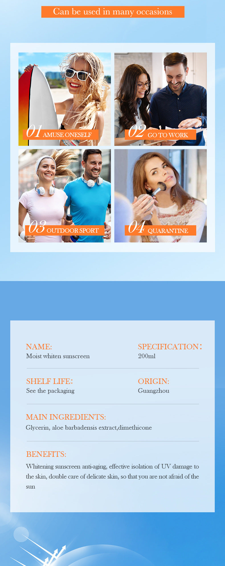 Sunscreen SADOER Hydrating, moisturizing, whitening, refreshing, UV protection sunscreen lotion for cross-border foreign trade wholesale