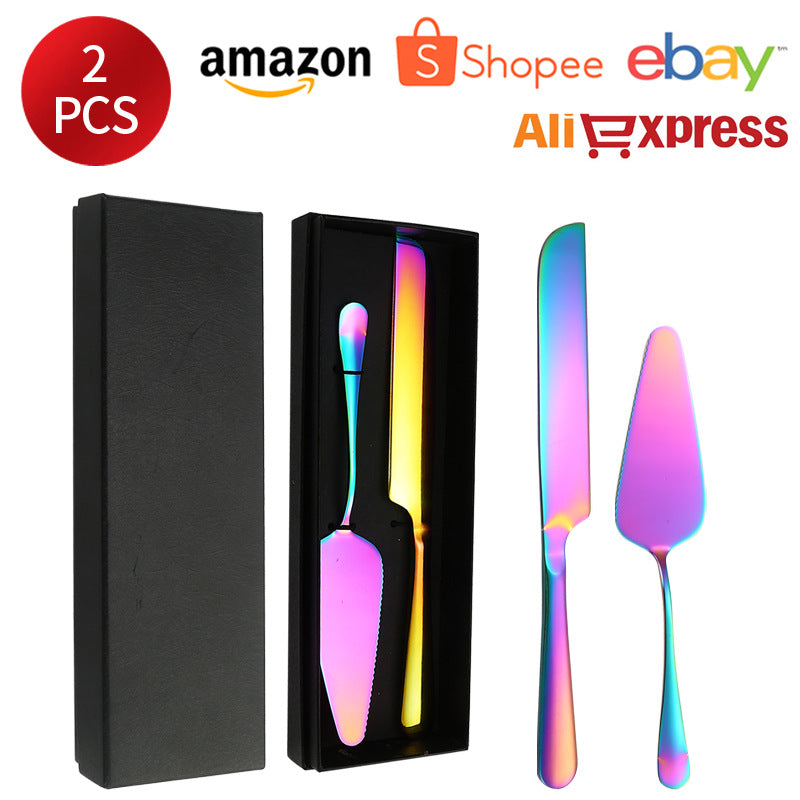 Stainless Steel Cake Knife and Spatula Set for Home Use gold Bread Knife and Spatula Restaurant Pizza Dessert Spatula Baking Utensils