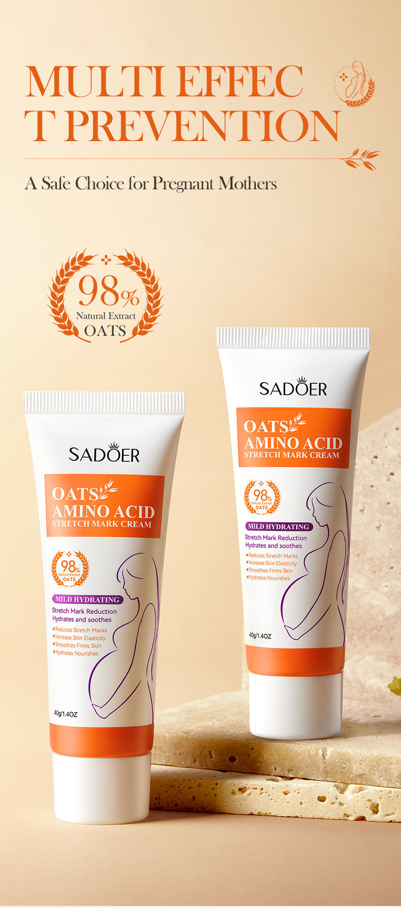 Oatmeal Moisturizing Cream40g  SADOER Mild and non-irritating skin care body lotion for  wholesale