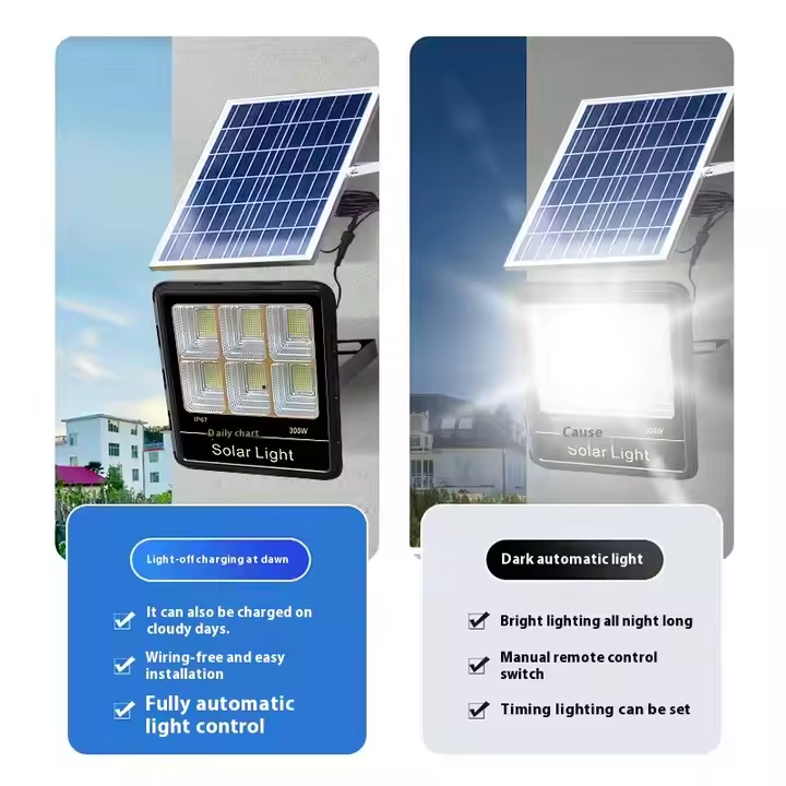 100W-300W Smart Super Bright Outdoor Waterproof Garden Light Split Solar Flood Light for Yard Lighting