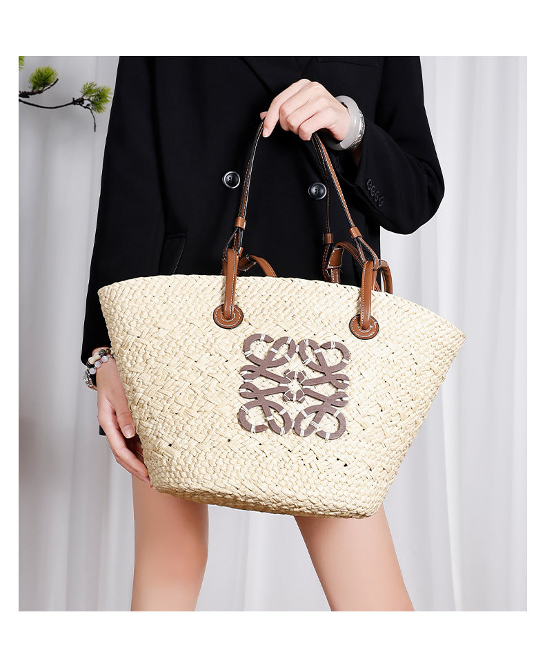 Large Capacity Straw Woven Bag for Women2025Summer new fashion vacation style beach bag single shoulder handbag for women