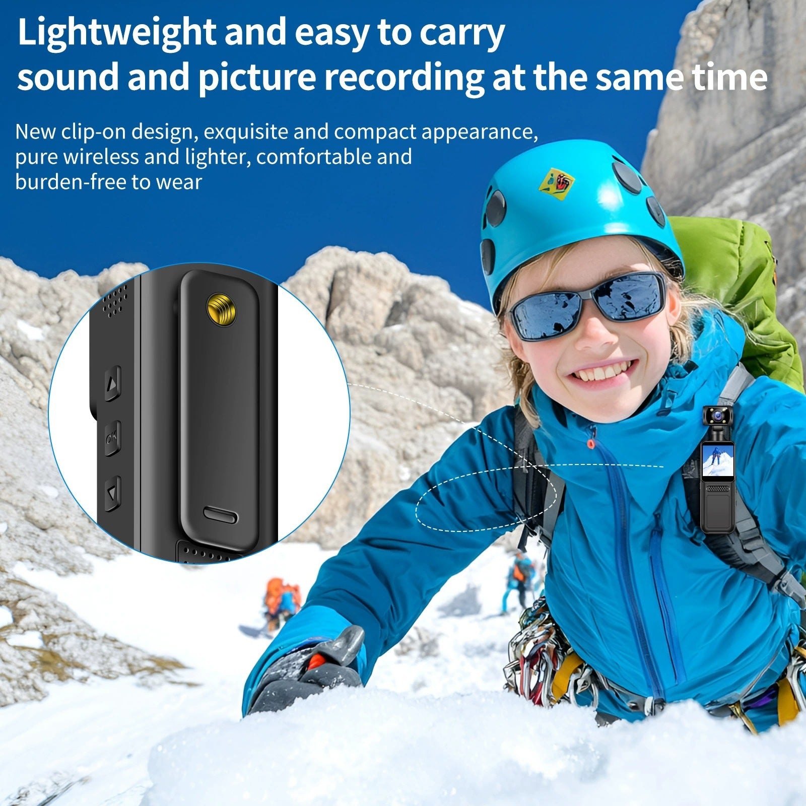 M12Handheld Pocket Camera Portable Body Camera with Clip Sports Camera Handheld Video Recorder Cycling Recorder