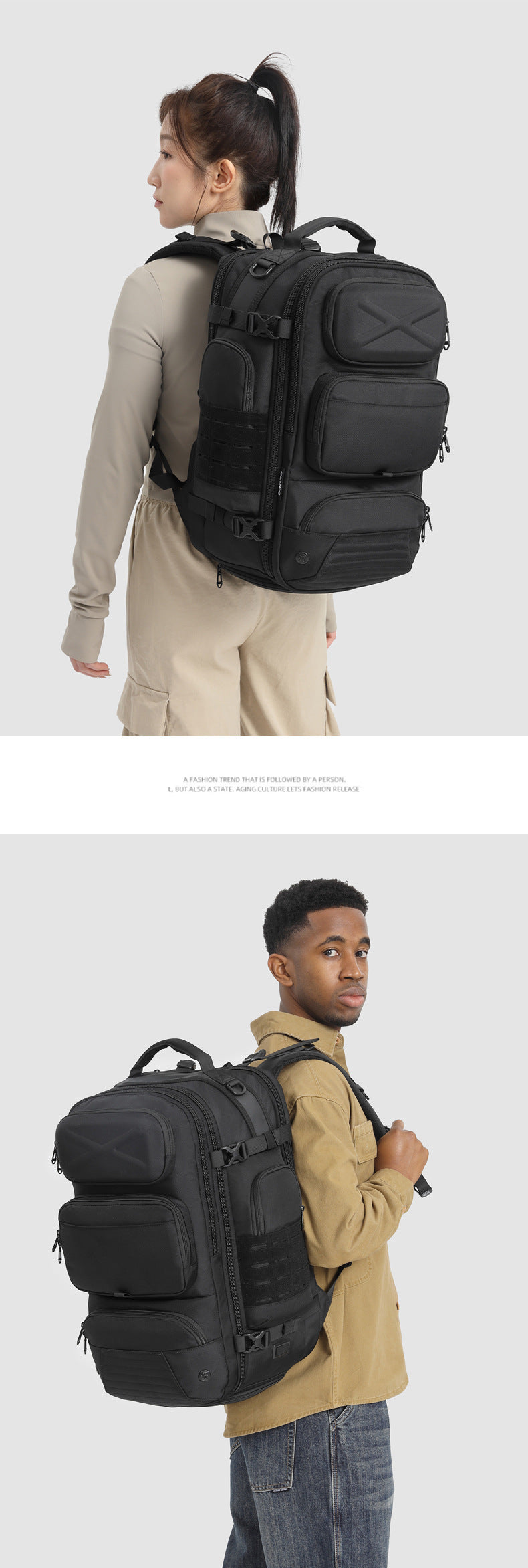 New Men's Backpack Large Capacity Short Distance Travel Backpack Outdoor Commuting Multifunctional Waterproof Tactical Computer Bag