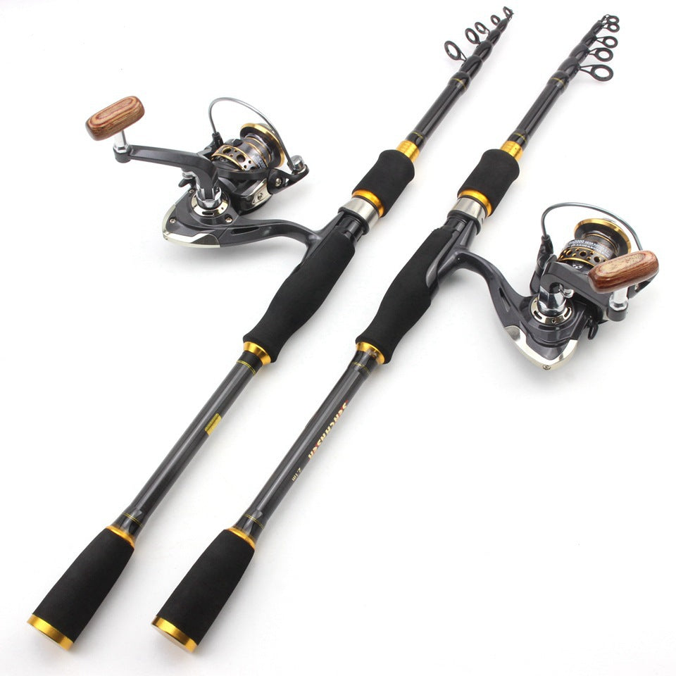 Wholesale Retractable Lure Rod Set Straight Handle Lure Spinning Reel Lure Bait Combination European and American Popular Fishing Gear