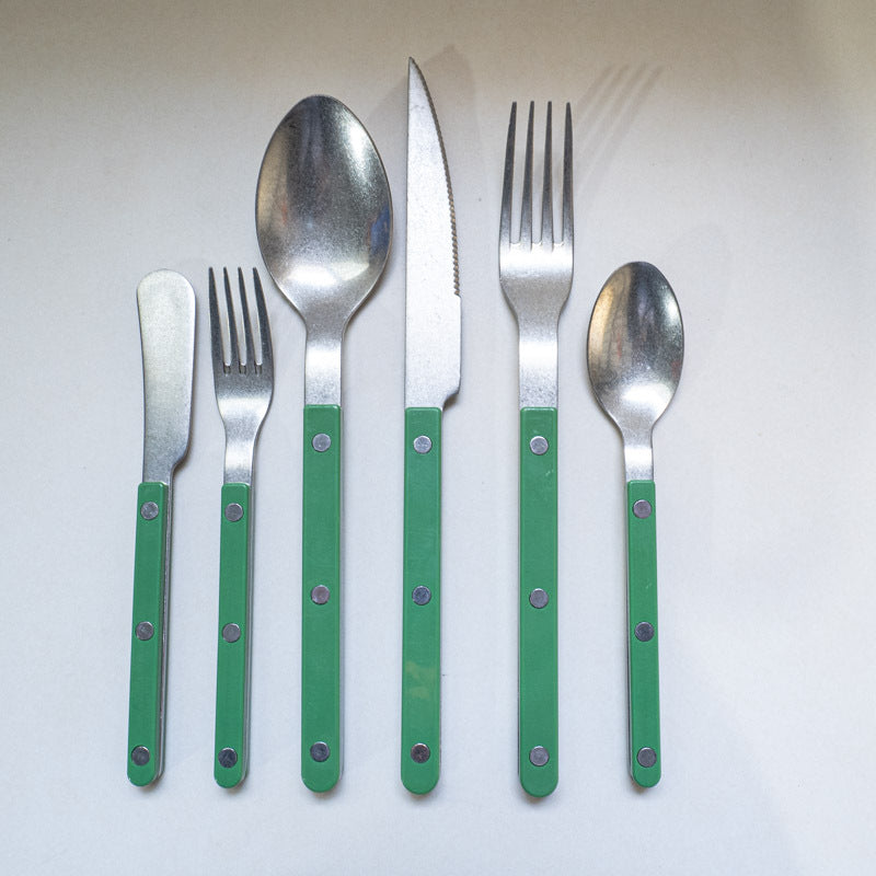 ins Western Dining Tableware ABS Rivet Handle Creative Korean Tableware Clip Handle304Stainless Steel Tableware Snowflake Distressed