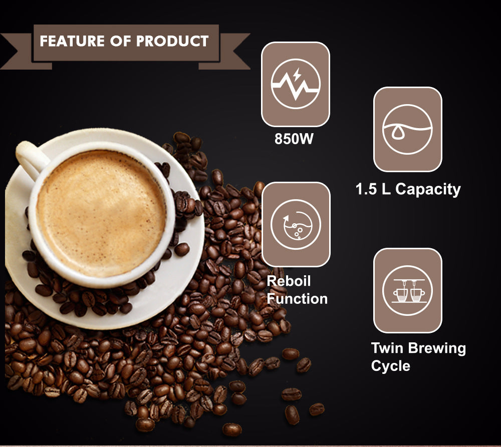 European Standard  Italian Coffee Machine for Home Use, Small Semi-Automatic High-Pressure Steam Milk Frother for Office R104